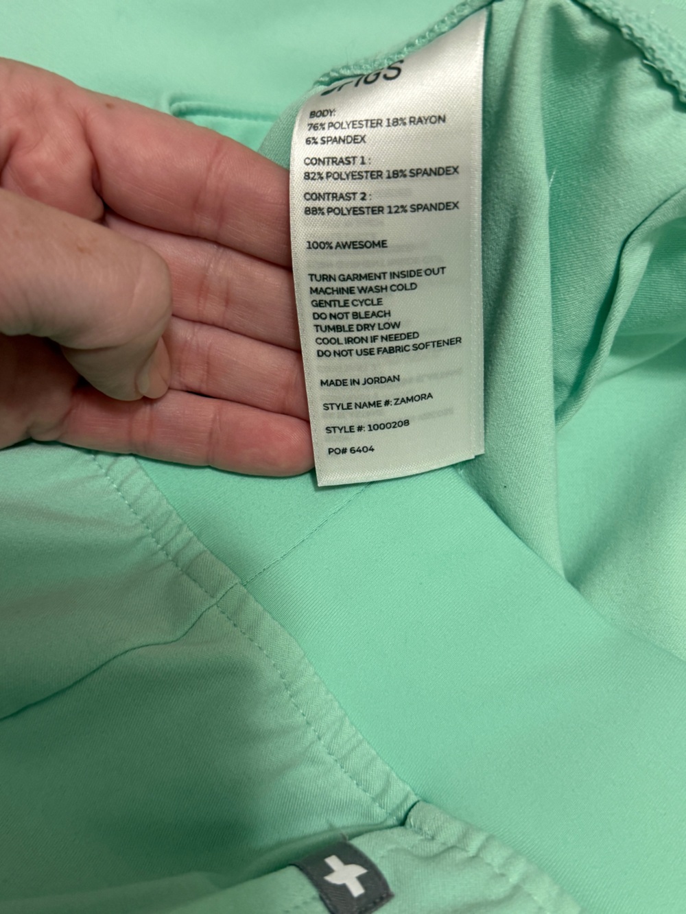 FIGS Mint Scrub Top - Soft V-Neck in Pale Green - Picture 4 of 5